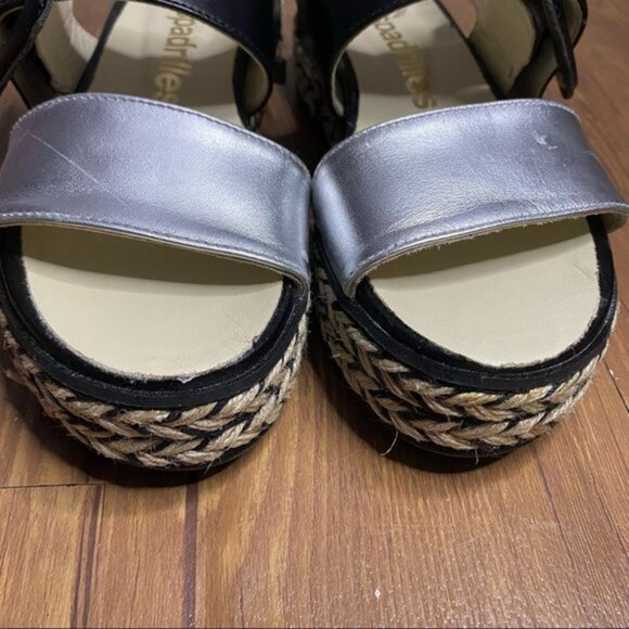 Espadrilles Platform Black and Metallic Sandal Sz 37 - Picture 6 of 13